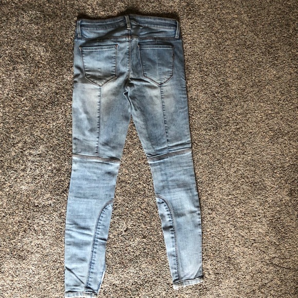 Skinny Motorcycle Jeans in Washed Denim - Picture 2 of 3